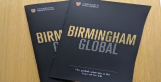 Two Birmingham Global brochures fanned out on a table